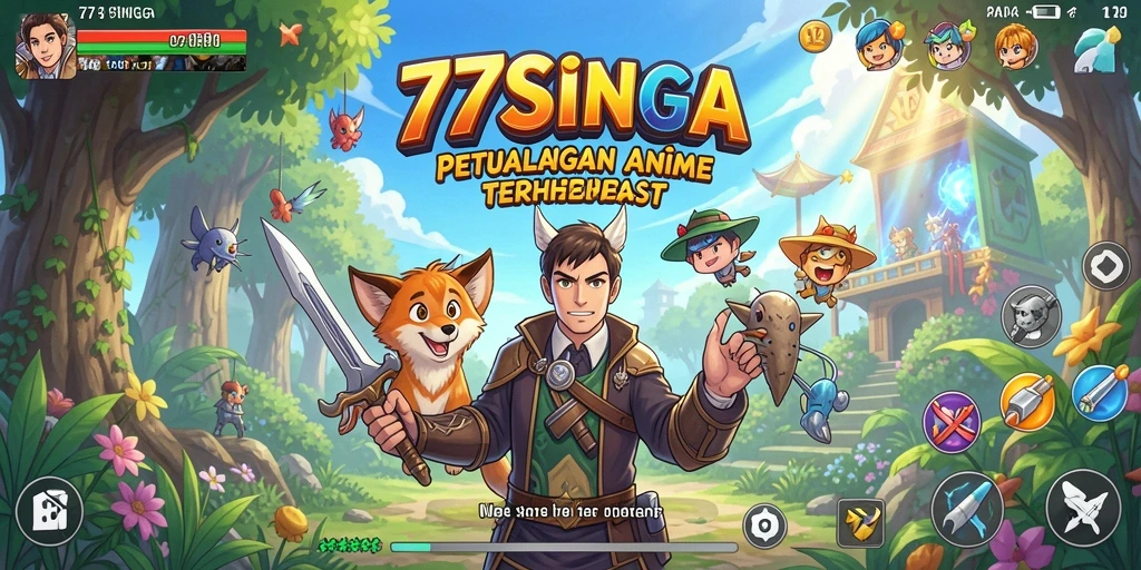 Tangkapan layar gameplay 77SINGA yang menampilkan karakter Anime dalam aksi.