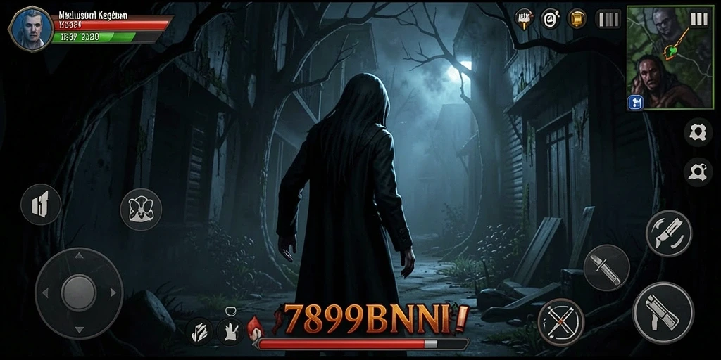 Tampilan gameplay menakutkan di dunia 789BNI yang kelam.