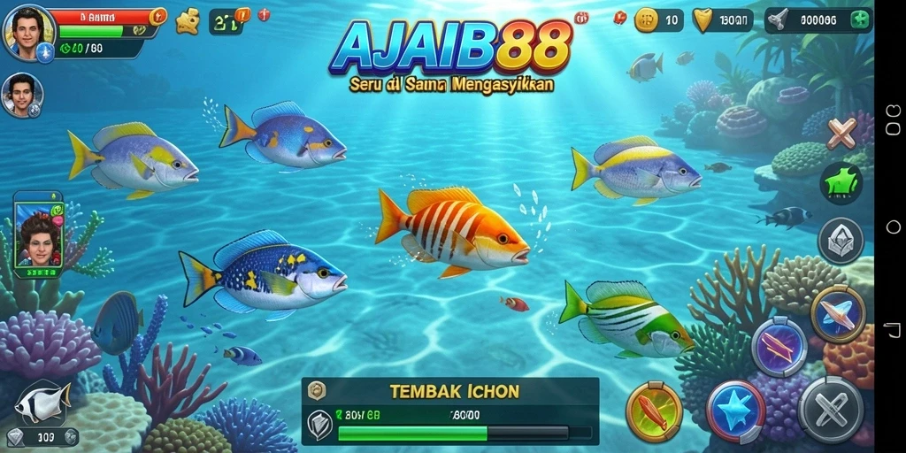 Tampilan gameplay AJAIB88 yang menegangkan saat menangkap ikan.