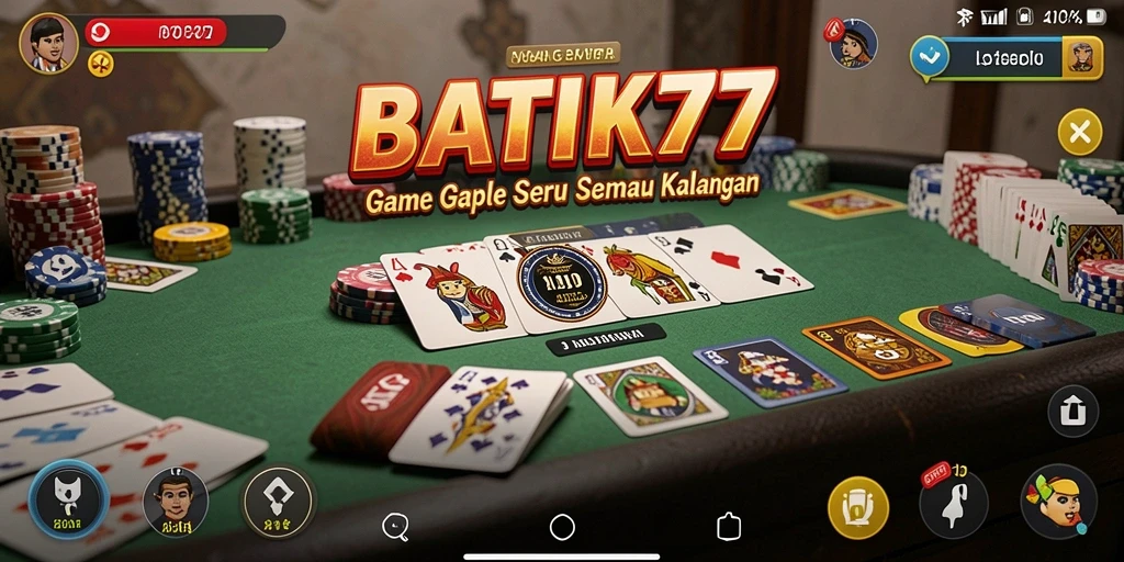 Tampilan menarik dari gameplay Gaple BATIK77 yang mengasyikkan.