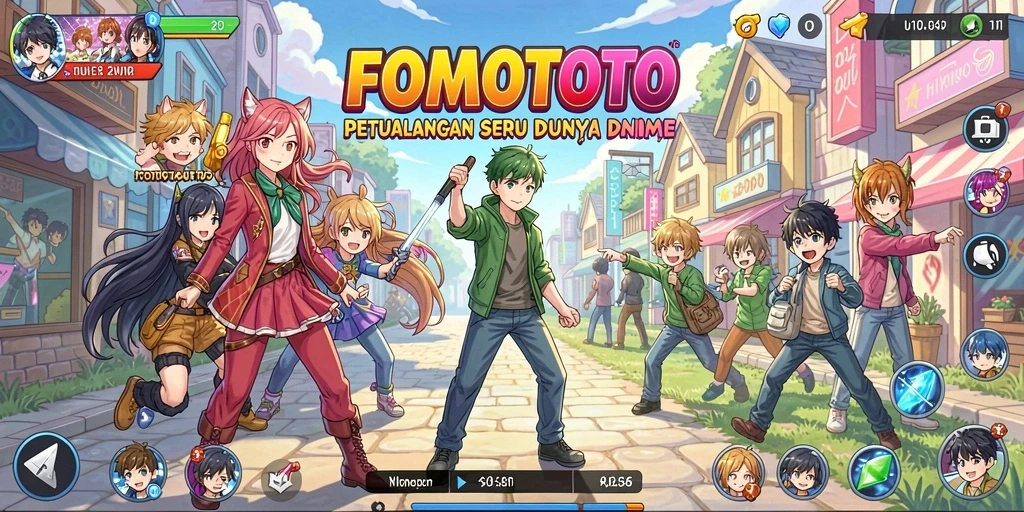 Tampilan gameplay menarik dari FOMOTOTO dengan karakter anime.