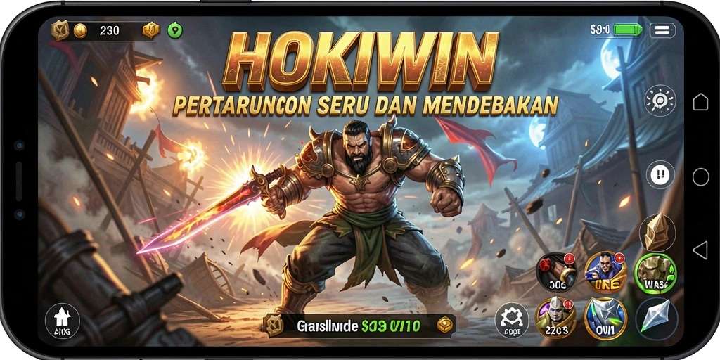 Screenshot HOKIWIN menampilkan pertarungan yang epik dan penuh aksi.