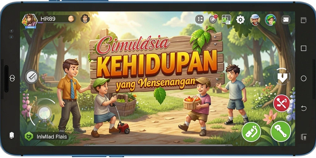 Screenshot utama HR89 menampilkan karakter dalam gameplay simulasi yang mendalam.