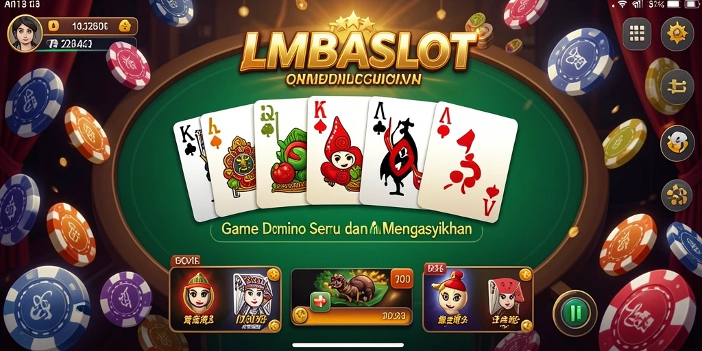 Screenshot gameplay LMBASLOT yang menunjukkan keseruan bermain domino.