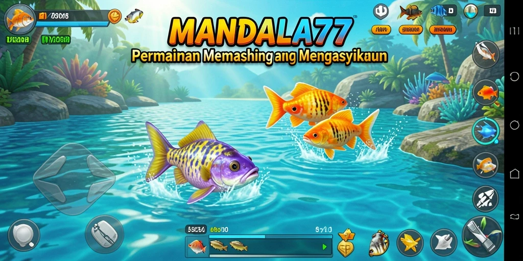 Gameplay MANDALA77 yang seru dengan aksi memancing yang menarik.