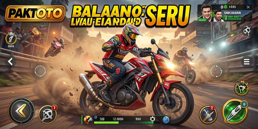 Tampilan seru gameplay PAKTOTO dengan balapan motor yang mendebarkan.