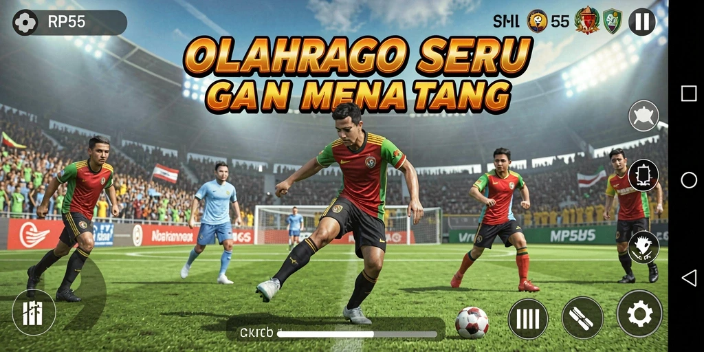Tangkapan layar dari gameplay RP55 menampilkan aksi olahraga yang intens.