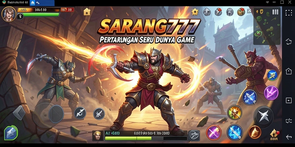Tampak aksi seru saat karakter bertarung di arena.