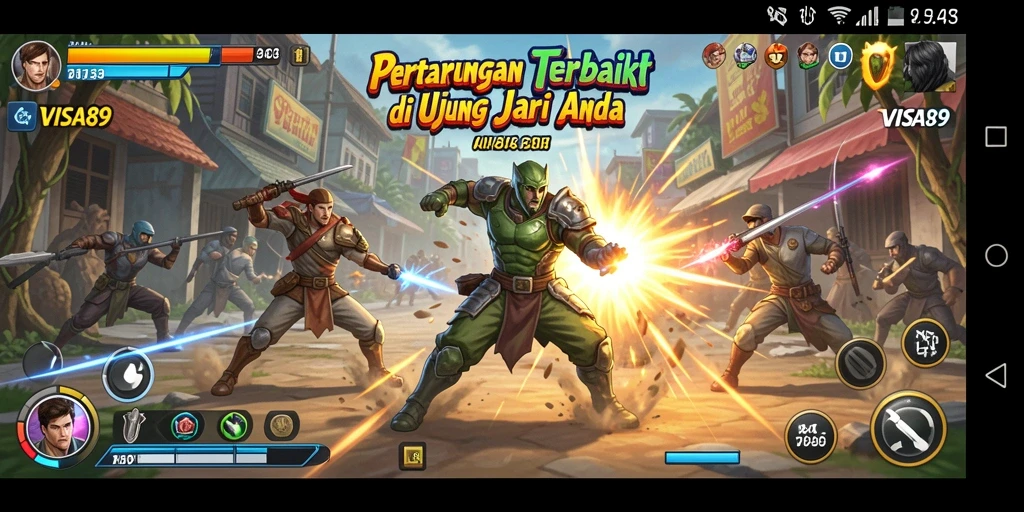 Screenshot utama dari gameplay seru di VISA89, menampilkan aksi pertarungan yang intens.